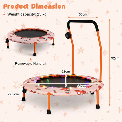 36 Inch Mini Trampoline with Colorful LED Lights and Bluetooth Speaker, Orange Trampolines at Gallery Canada