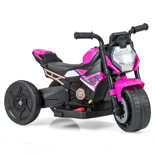 Kids Ride-on Motorcycle 6V Battery Powered Motorbike with Detachable Training Wheels, Pink - Gallery Canada