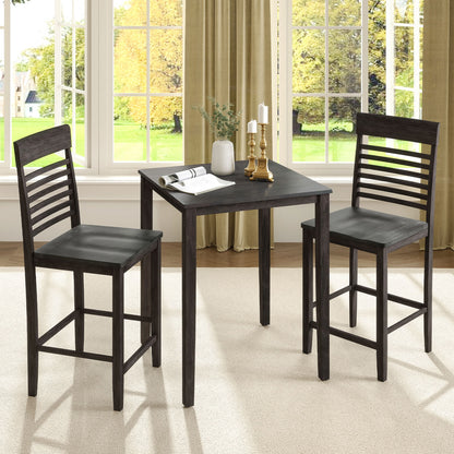 3-Piece Counter-Height Dining Table Set for 2 with Rubber Wood Frame and Footrest, Gray Dining Room Sets at Gallery Canada