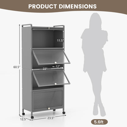 5-Tier Kitchen Baker's Rack with Flip-up PC Doors, Gray Baker's Racks at Gallery Canada