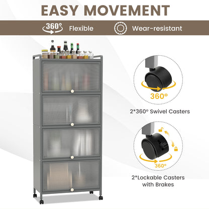 5-Tier Kitchen Baker's Rack with Flip-up PC Doors, Gray Baker's Racks at Gallery Canada