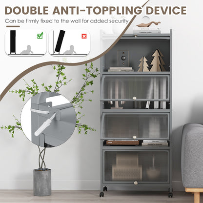 5-Tier Kitchen Baker's Rack with Flip-up PC Doors, Gray Baker's Racks at Gallery Canada