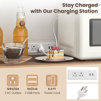 71 Inch Tall Pantry Cabinet with Outlets for Dining Room, White Sideboards Cabinets & Buffets at Gallery Canada