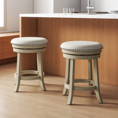 24/26 Inches Swivel Bar Stools Set of 2 wth Wooden Frame-24 inches, Beige Bar Stools at Gallery Canada