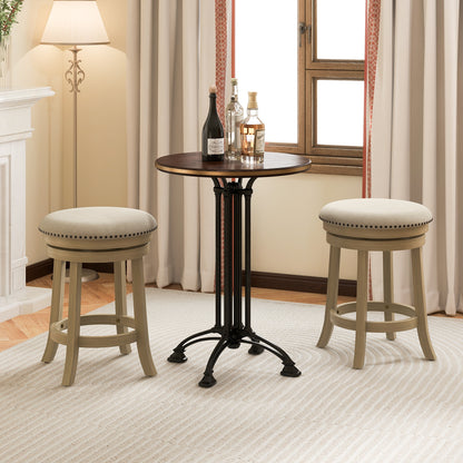24/26 Inches Swivel Bar Stools Set of 2 wth Wooden Frame-24 inches, Beige Bar Stools at Gallery Canada