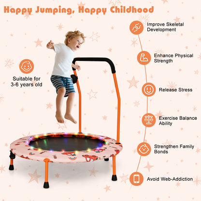 36 Inch Mini Trampoline with Colorful LED Lights and Bluetooth Speaker, Orange Trampolines at Gallery Canada