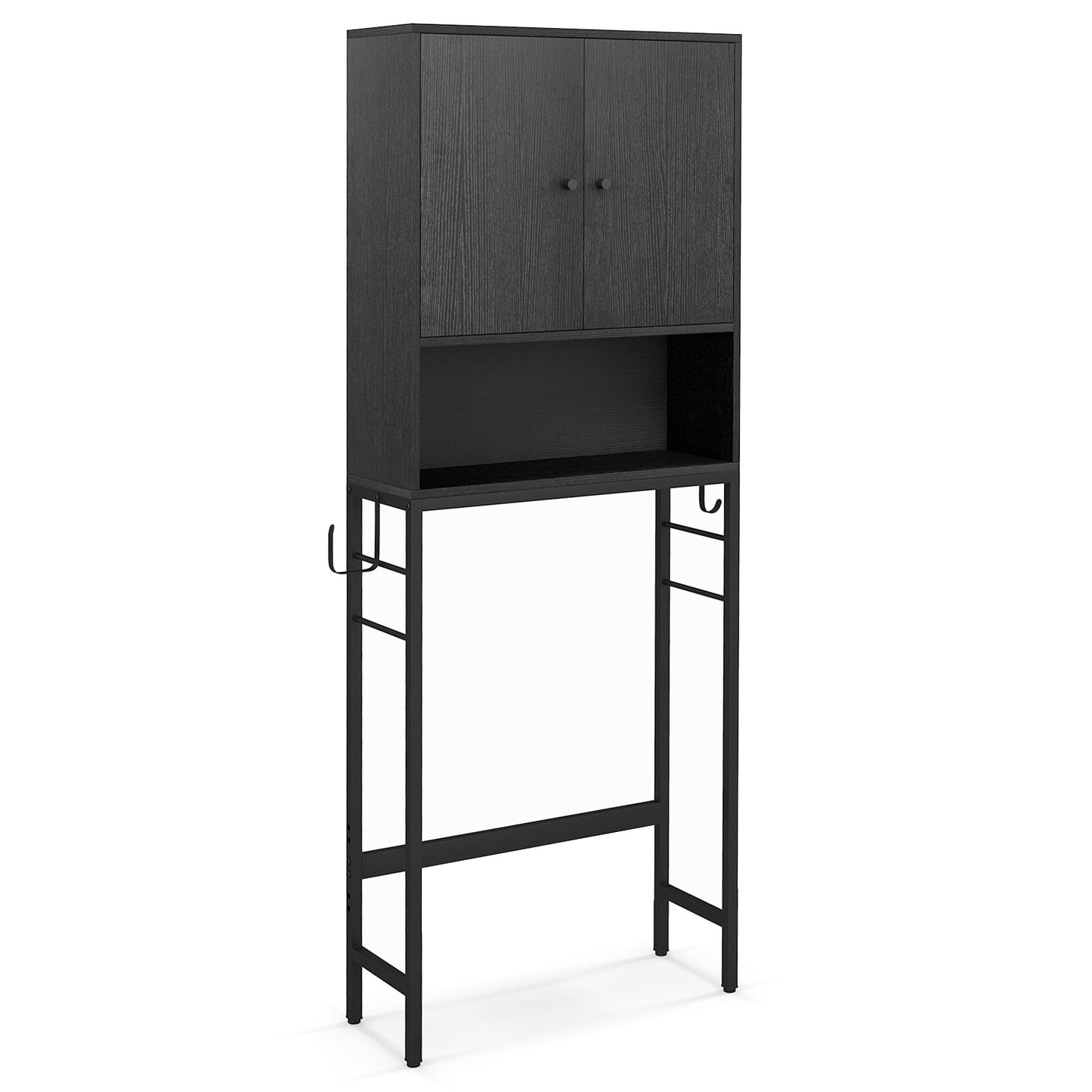 Over The Toilet Storage Cabinet with 2 Doors and Adjustable Shelf, Black Wall Cabinets Black at Gallery Canada
