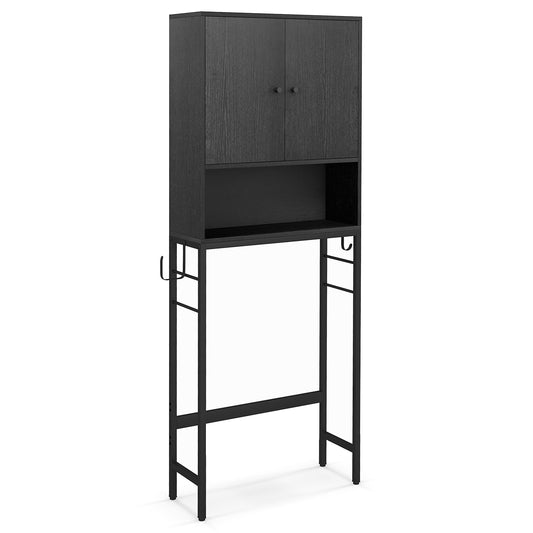 Over The Toilet Storage Cabinet with 2 Doors and Adjustable Shelf, Black Wall Cabinets Black at Gallery Canada