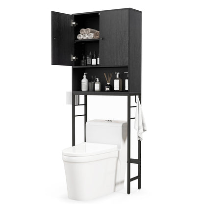 Over The Toilet Storage Cabinet with 2 Doors and Adjustable Shelf, Black Wall Cabinets at Gallery Canada