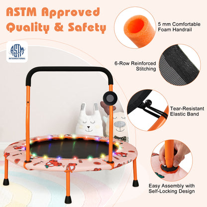 36 Inch Mini Trampoline with Colorful LED Lights and Bluetooth Speaker, Orange Trampolines at Gallery Canada