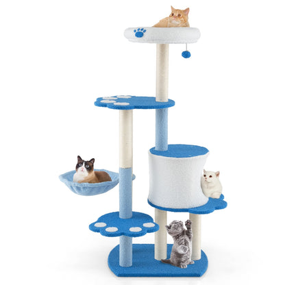 54 Inches Tall Modern Cat Tree Tower For Indoor Cats, Blue