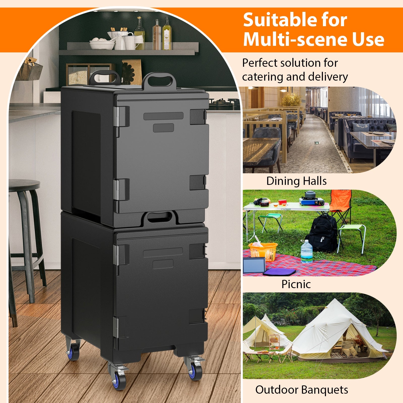 3 Pieces Stackable Insulated Food Pan Carrier 81 Quart LLDPE Food Box Carrier Food Warmers & Burners at Gallery Canada