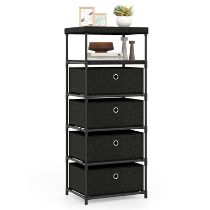 Dresser with 3/4 Drawers Fabric Storage Tower with Wood Top and Metal Frame-L, Black Dressers & Chests at Gallery Canada