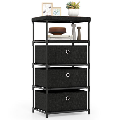 Dresser with 3/4 Drawers Fabric Storage Tower with Wood Top and Metal Frame-M, Black Dressers & Chests at Gallery Canada