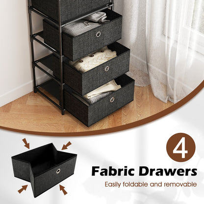 Dresser with 3/4 Drawers Fabric Storage Tower with Wood Top and Metal Frame-L, Black Dressers & Chests at Gallery Canada