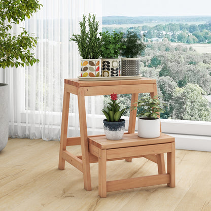Multipurpose Wood Folding 2-Step Stool for Indoor Outdoor Plant Stand, Natural Kitchen Utensils at Gallery Canada