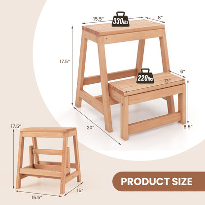 Multipurpose Wood Folding 2-Step Stool for Indoor Outdoor Plant Stand, Natural Kitchen Utensils at Gallery Canada