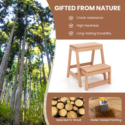 Multipurpose Wood Folding 2-Step Stool for Indoor Outdoor Plant Stand, Natural Kitchen Utensils at Gallery Canada