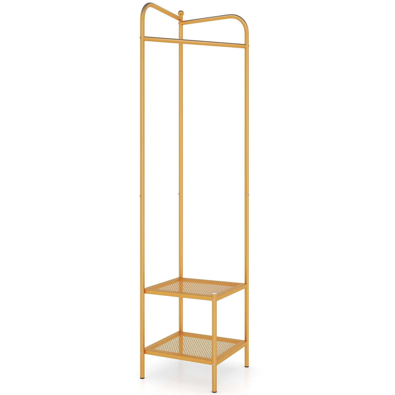 Corner Coat Rack with Top Hanger and 2 Mesh Shelves for Entryway Hallway Living Room Bedroom, Golden Coat Racks & Hall Trees Golden at Gallery Canada