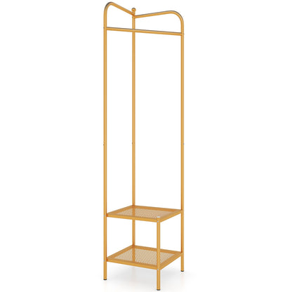 Corner Coat Rack with Top Hanger and 2 Mesh Shelves for Entryway Hallway Living Room Bedroom, Golden Coat Racks & Hall Trees Golden at Gallery Canada