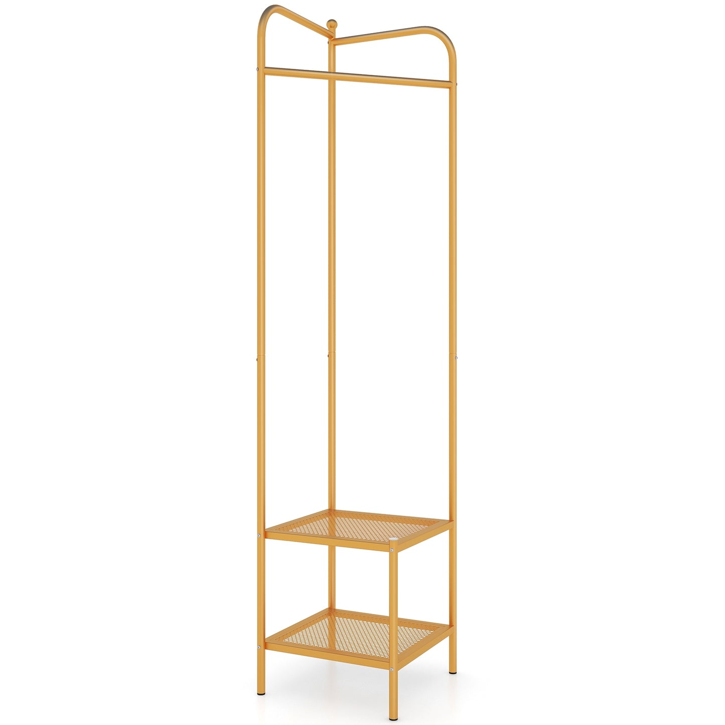 Corner Coat Rack with Top Hanger and 2 Mesh Shelves for Entryway Hallway Living Room Bedroom, Golden Coat Racks & Hall Trees at Gallery Canada