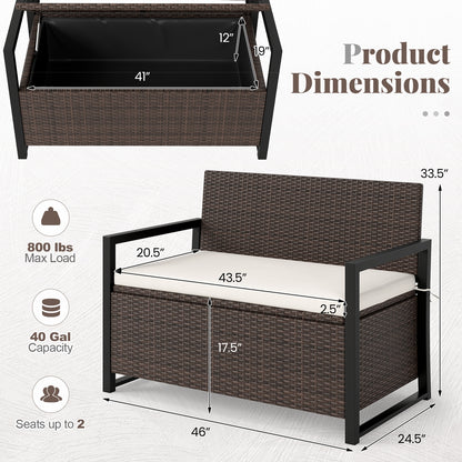 Patio Storage Bench-Mix Brown and Off White, Brown & White Sheds & Outdoor Storage at Gallery Canada