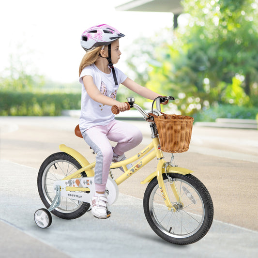 16 Inch Kids Bike Adjustable Bicycle with Reflectors and Bell for Children 4-7 Years Old-16 inches, Yellow Kids Bike Yellow at Gallery Canada