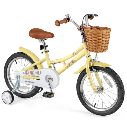 16 Inch Kids Bike, Adjustable Bicycle, For Children 4-7 Years, Yellow