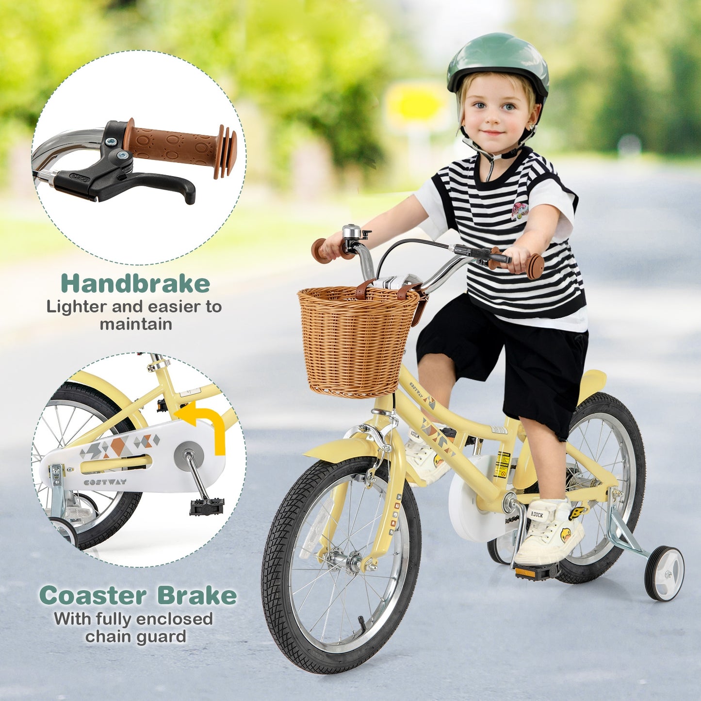 16 Inch Kids Bike Adjustable Bicycle with Reflectors and Bell for Children 4-7 Years Old-16 inches, Yellow Kids Bike at Gallery Canada