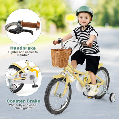 16 Inch Kids Bike Adjustable Bicycle with Reflectors and Bell for Children 4-7 Years Old-16 inches, Yellow Kids Bike at Gallery Canada