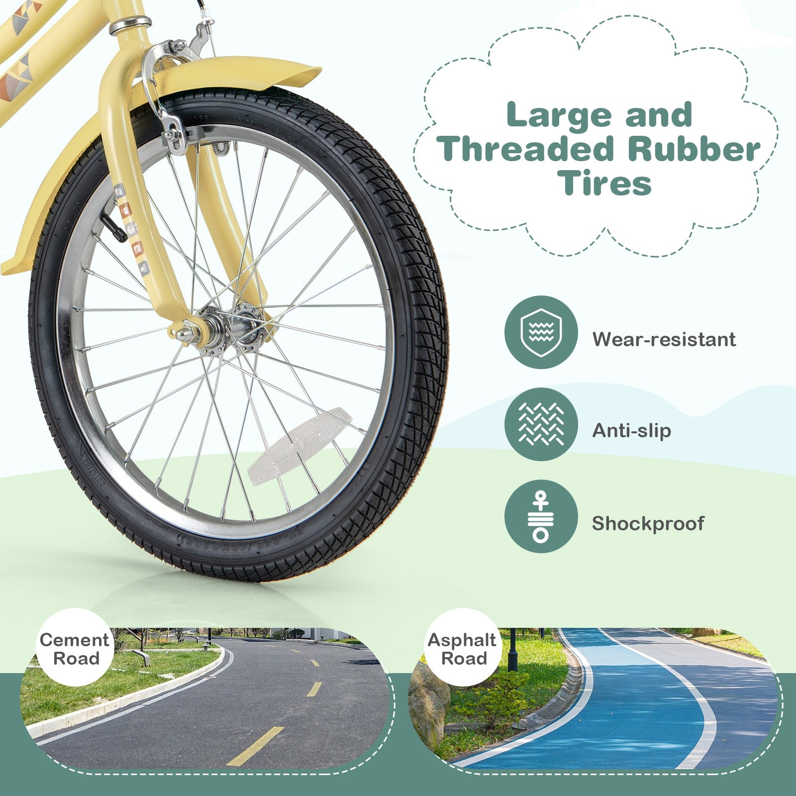 18 Inch Kids Bike Adjustable Bicycle with Reflectors and Bell for Children 4-8 Years Old-18 inches, Yellow Kids Bike at Gallery Canada