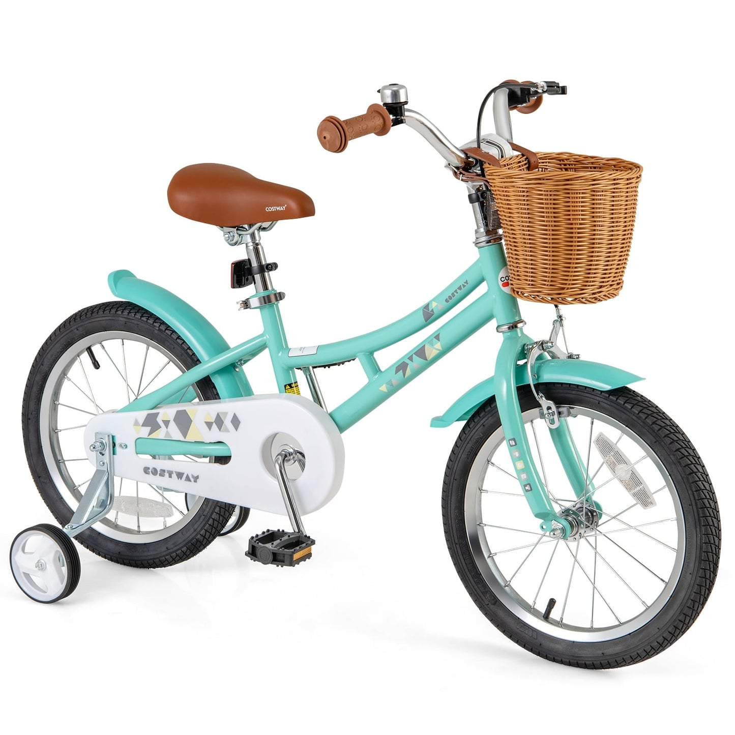 Vélo pour enfants de 16 pouces avec roues stabilisatrices, pour 4 à 7 ans, vert