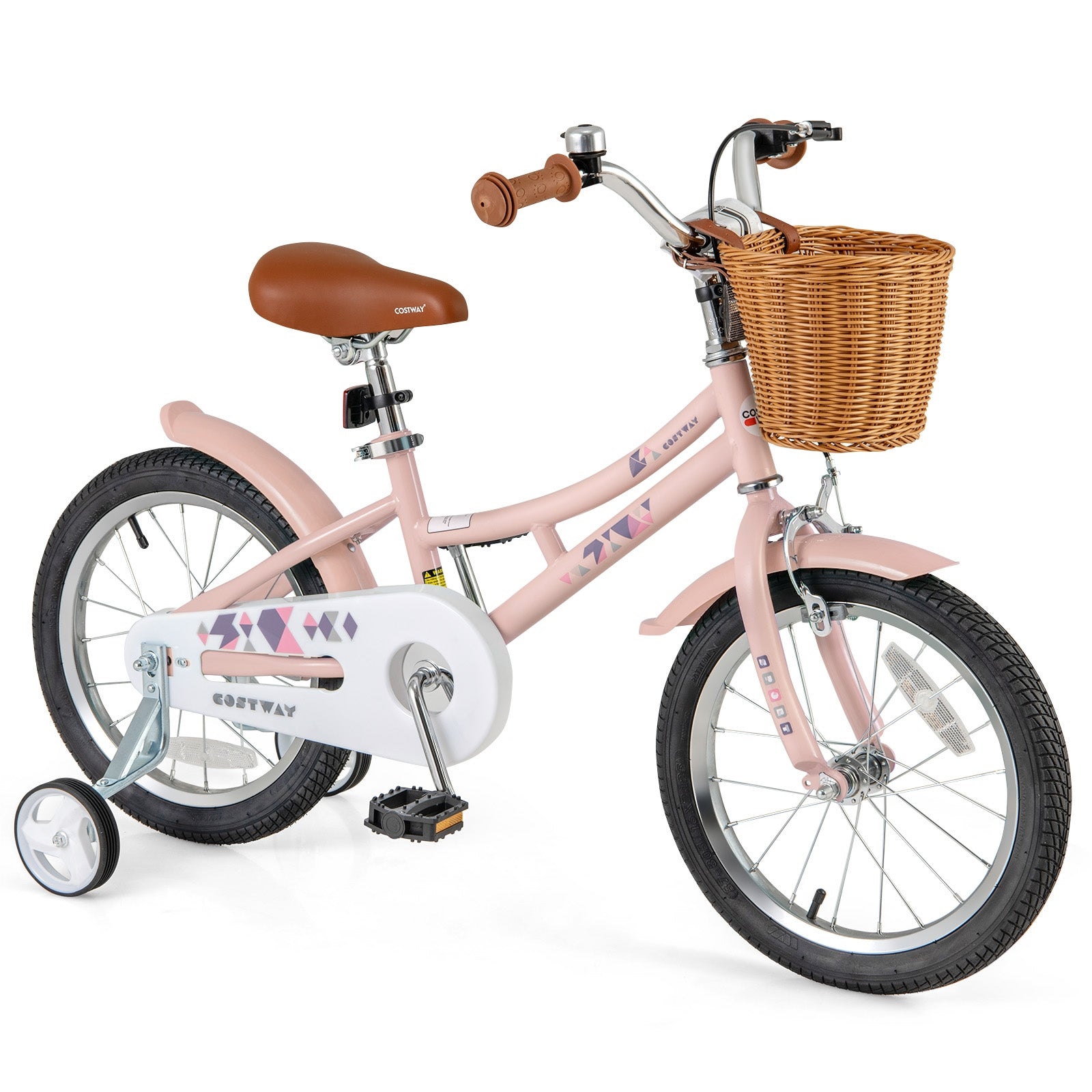 16 Inch Kids Bike Retro Bicycle with Adjustable Height and Basket for Ages 4-7 Years Old-16 inches, Pink Kids Bike Pink at Gallery Canada