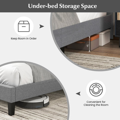 Queen Size Upholstered Platform Bed with Square Stitched Headboard Beds & Bed Frames at Gallery Canada