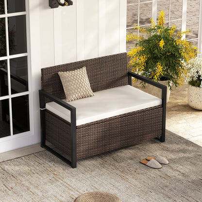 Patio Storage Bench-Mix Brown and Off White, Brown & White Sheds & Outdoor Storage at Gallery Canada