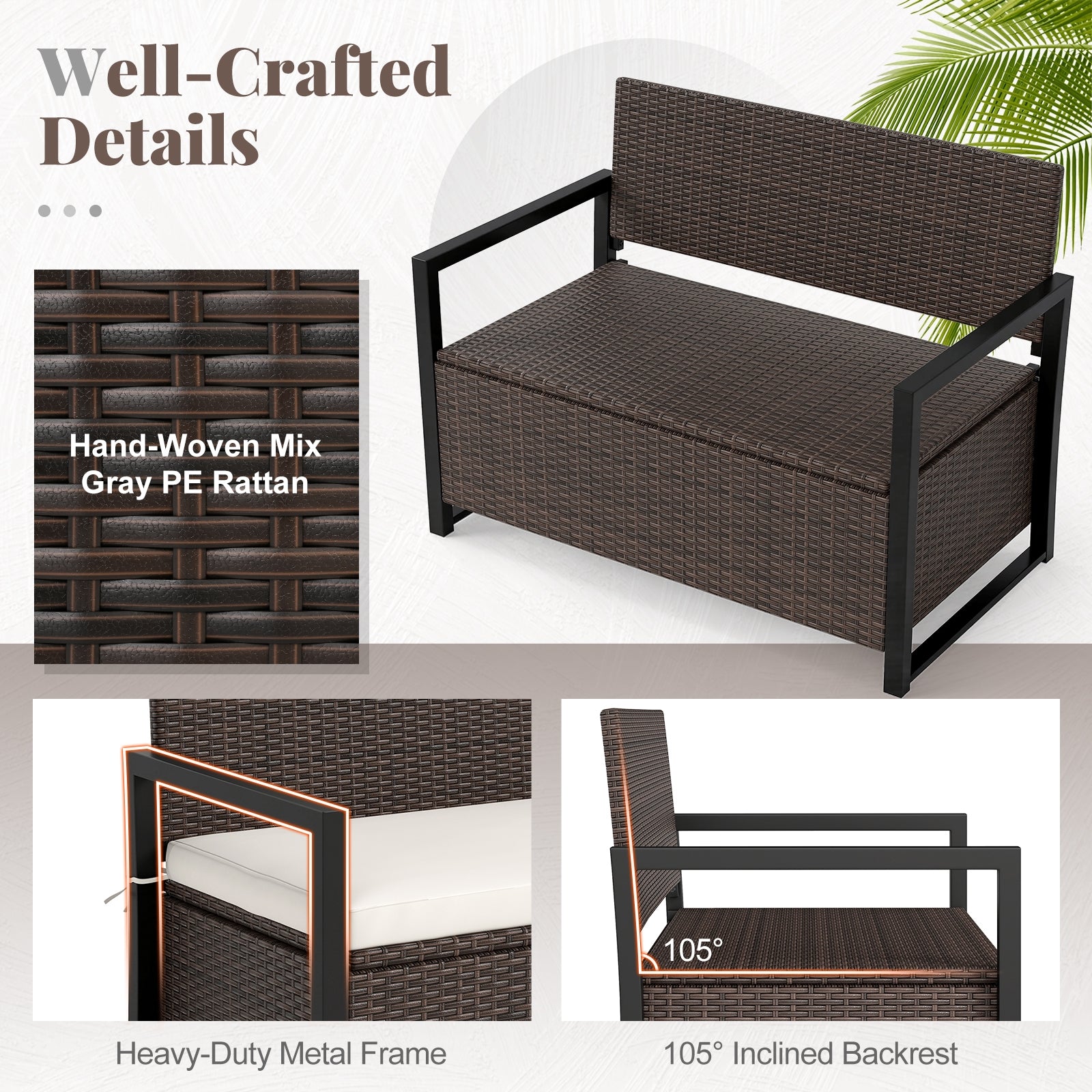 Patio Storage Bench-Mix Brown and Off White, Brown & White Sheds & Outdoor Storage at Gallery Canada