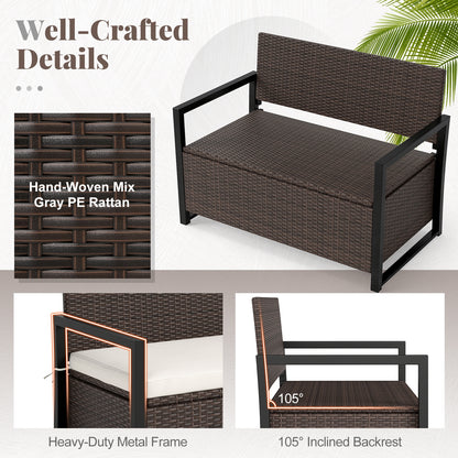 Patio Storage Bench-Mix Brown and Off White, Brown & White Sheds & Outdoor Storage at Gallery Canada