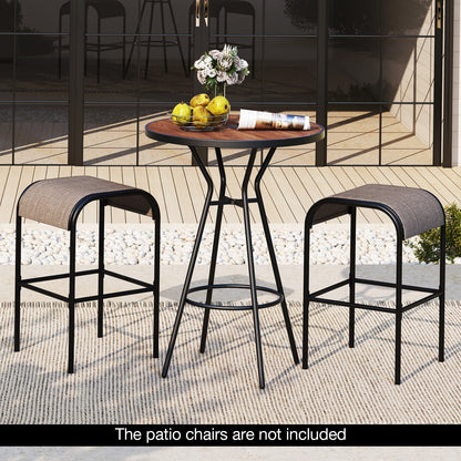 28 Inches Outdoor Bar Table with Wood-Like Tabletop for Backyard Garden, Natural Patio Coffee Tables at Gallery Canada