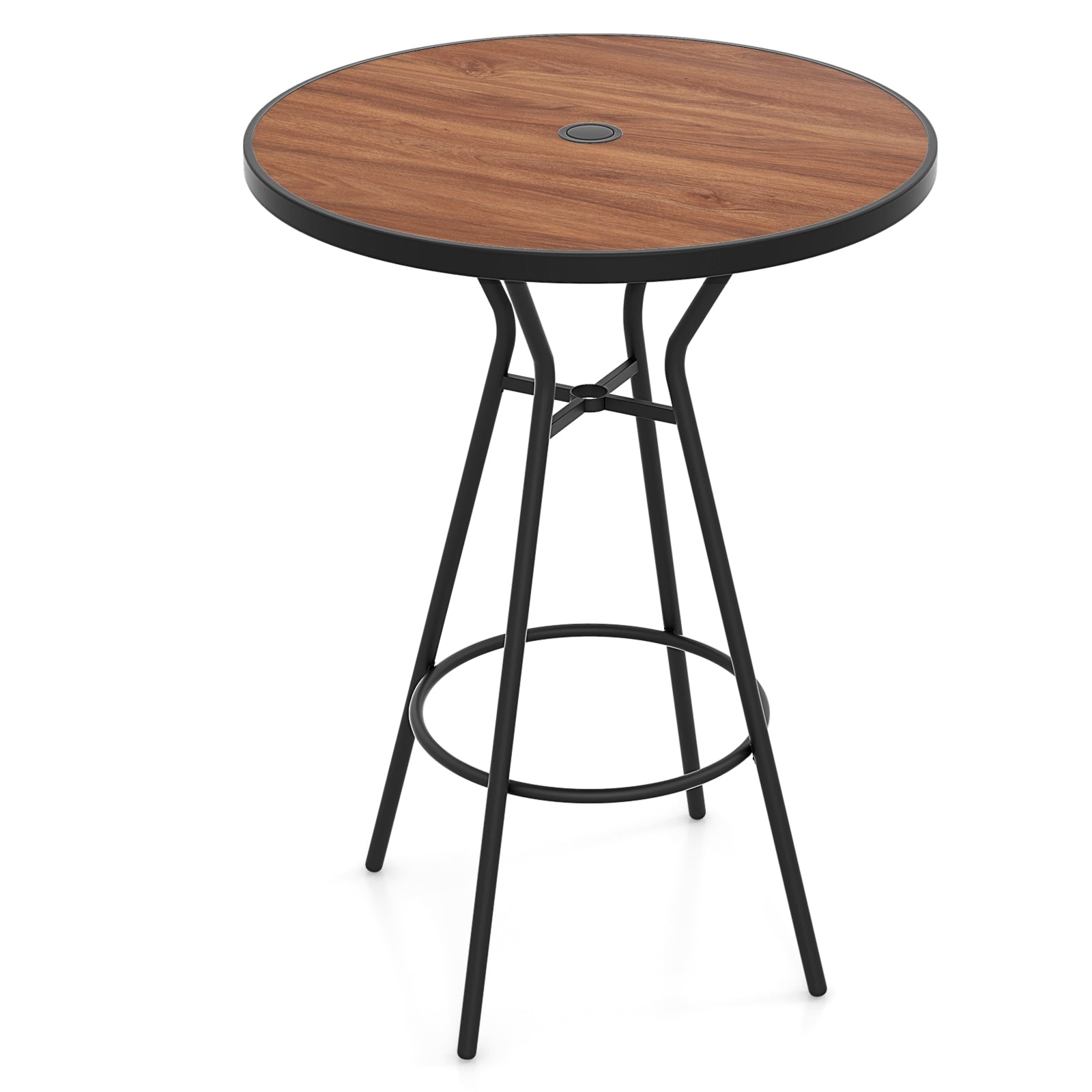 28 Inches Outdoor Bar Table, Wood-Like Tabletop, Natural Patio Coffee Tables at Gallery Canada