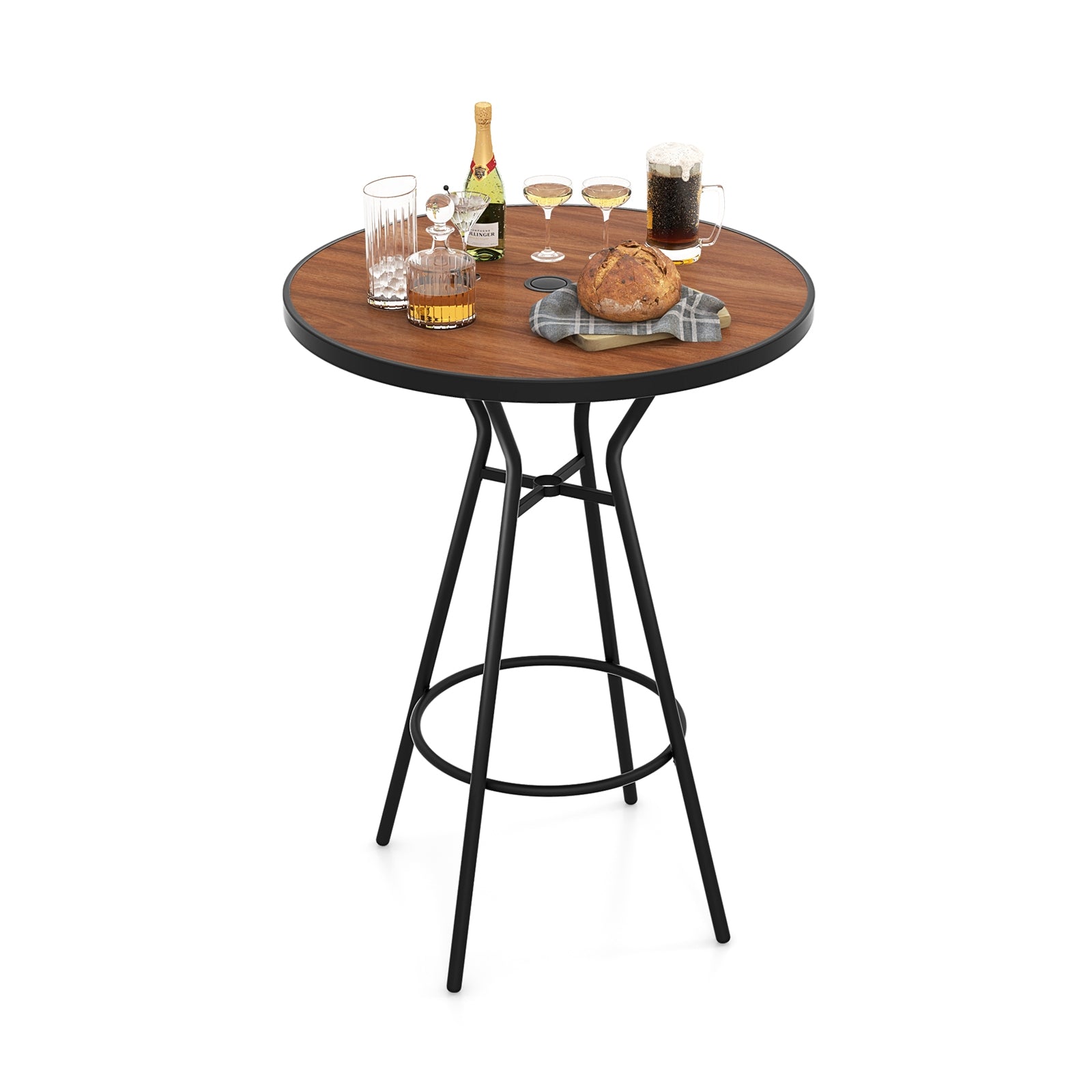 28 Inches Outdoor Bar Table with Wood-Like Tabletop for Backyard Garden, Natural Patio Coffee Tables at Gallery Canada