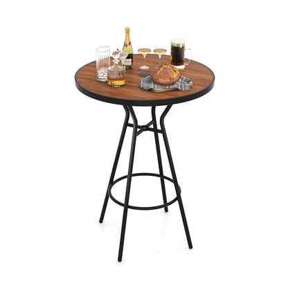 28 Inches Outdoor Bar Table with Wood-Like Tabletop for Backyard Garden, Natural Patio Coffee Tables at Gallery Canada