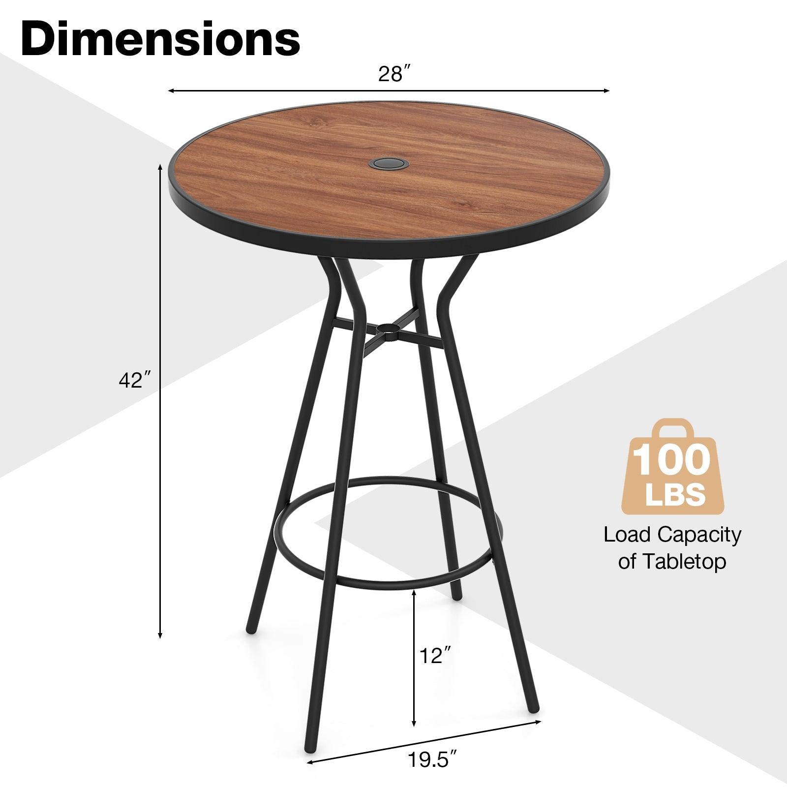 28 Inches Outdoor Bar Table with Wood-Like Tabletop for Backyard Garden, Natural Patio Coffee Tables at Gallery Canada