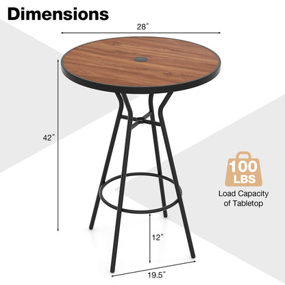 28 Inches Outdoor Bar Table with Wood-Like Tabletop for Backyard Garden, Natural Patio Coffee Tables at Gallery Canada