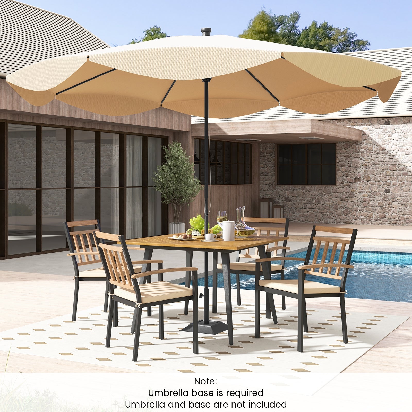 5 Pieces Patio Dining Set with Cushions and 1.9 inches Umbrella Hole, Beige Patio Dining Sets at Gallery Canada