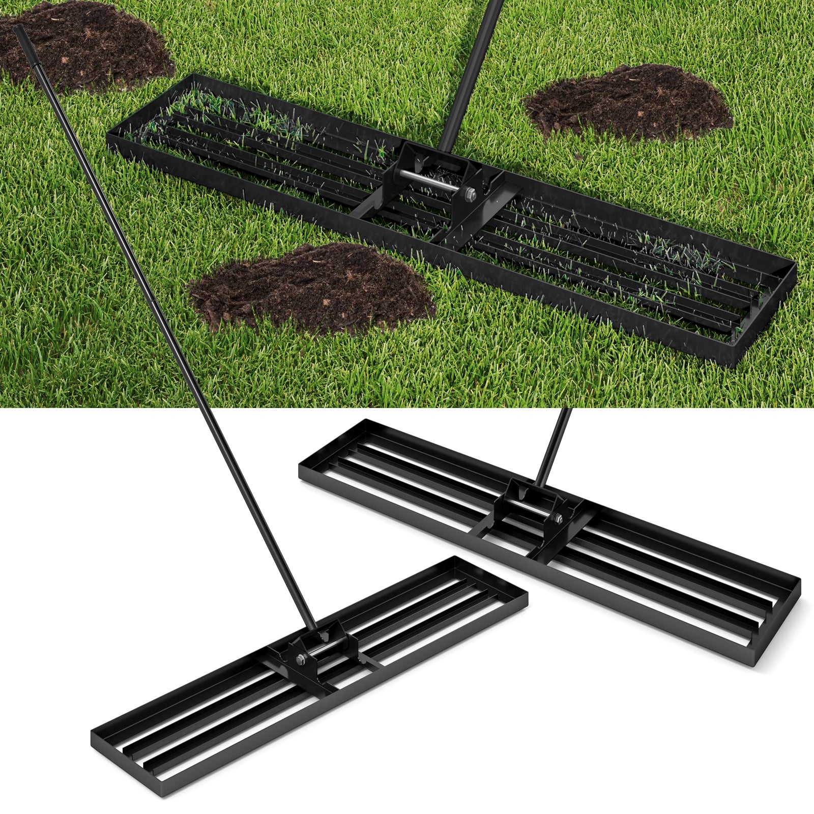 Lawn Leveling Rake 46 x 10 Inch Heavy Duty Lawn Level Tool for Soil, Black Lawn Care Tools Black at Gallery Canada