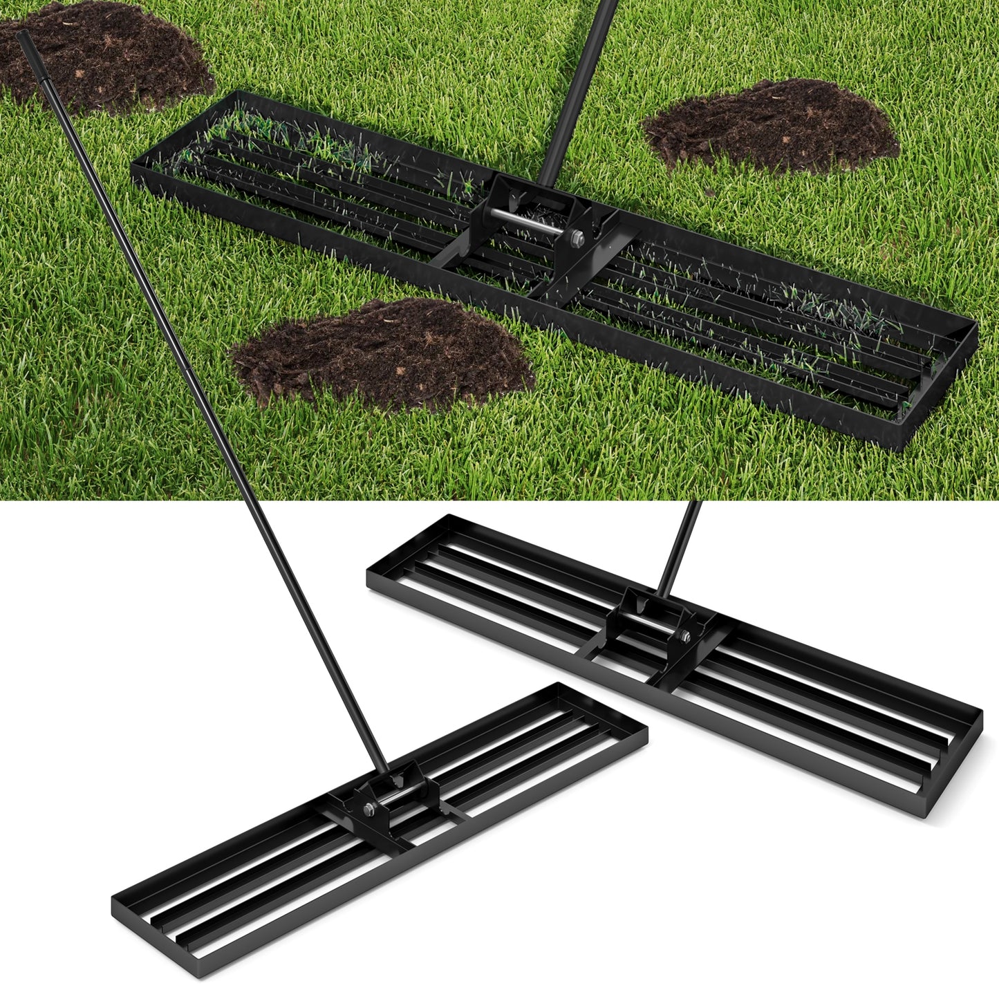 Lawn Leveling Rake, 46 x 10 Inch, Heavy Duty, Black Lawn Care Tools Black at Gallery Canada