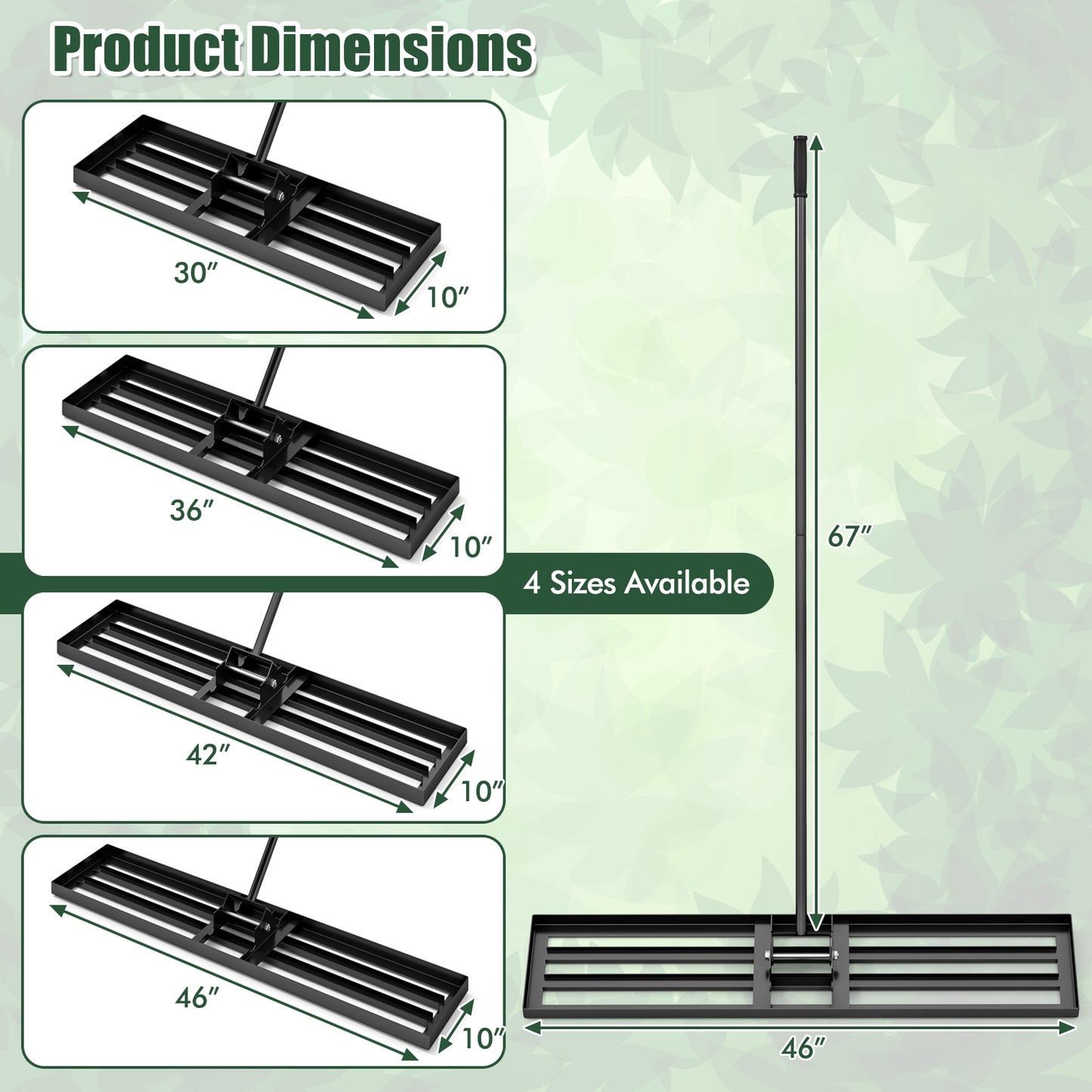 Lawn Leveling Rake 46 x 10 Inch Heavy Duty Lawn Level Tool for Soil, Black Lawn Care Tools at Gallery Canada