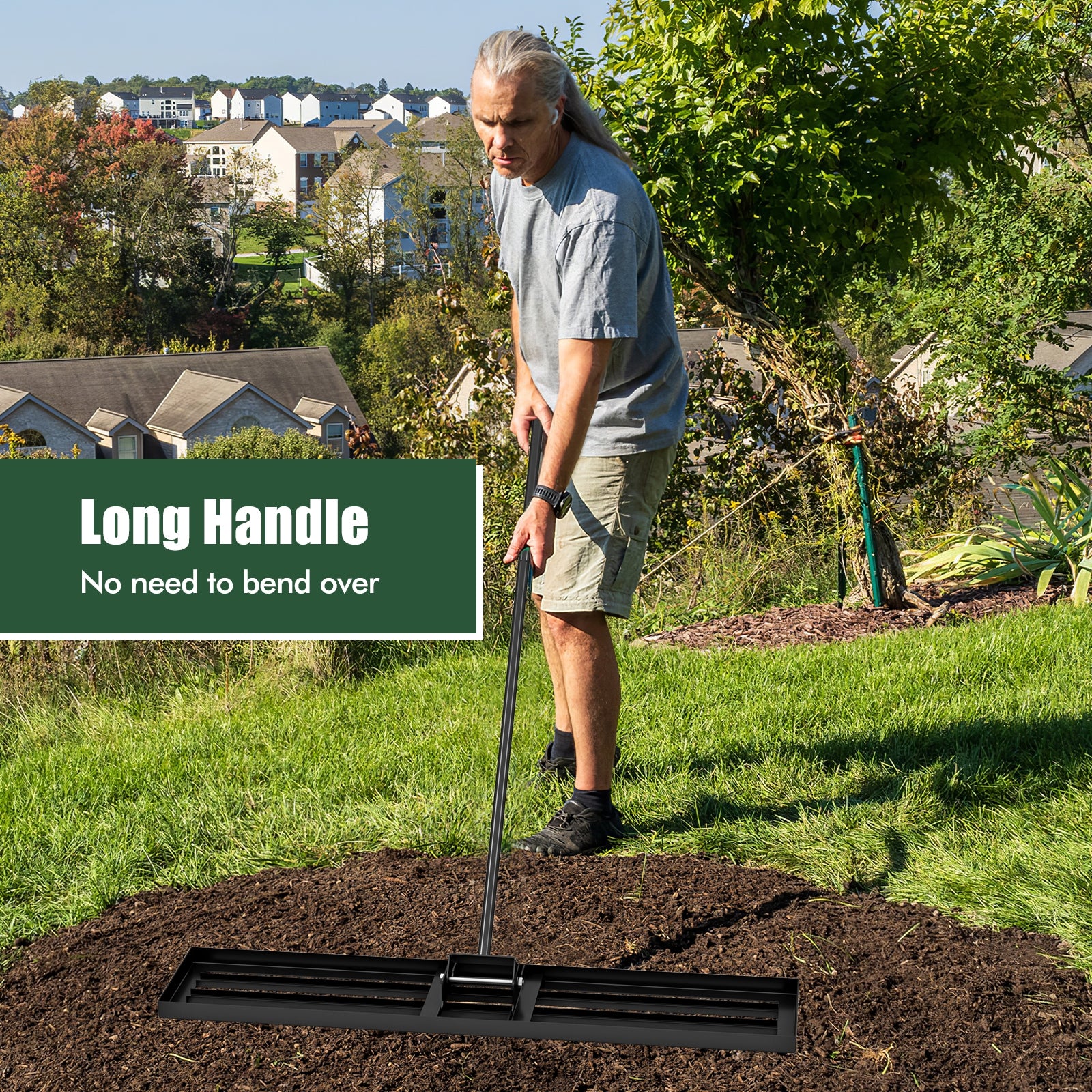 Lawn Leveling Rake 46 x 10 Inch Heavy Duty Lawn Level Tool for Soil, Black Lawn Care Tools at Gallery Canada