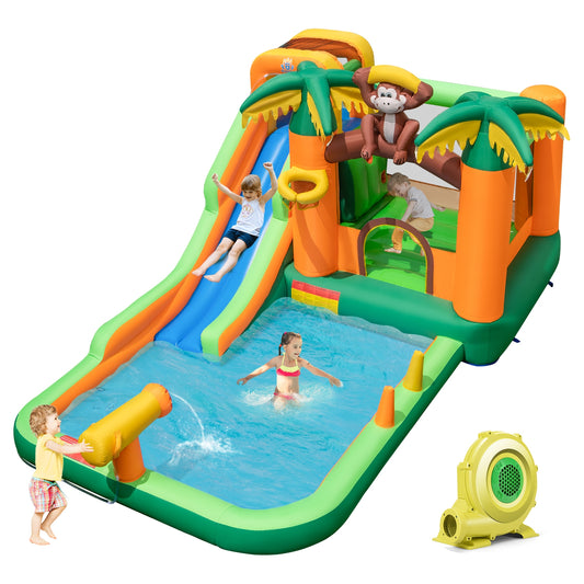 Inflatable Water Slide, Jumping Area, Pool, 680W Blower, Multicolor Bounce House Multicolor at Gallery Canada