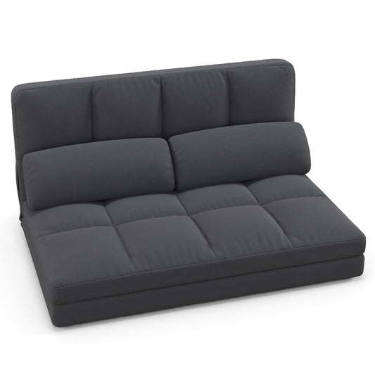 Floor Sofa Bed with 6 Positions Adjustable Backrest  Skin-friendly Velvet Cover, Dark Gray - Gallery Canada